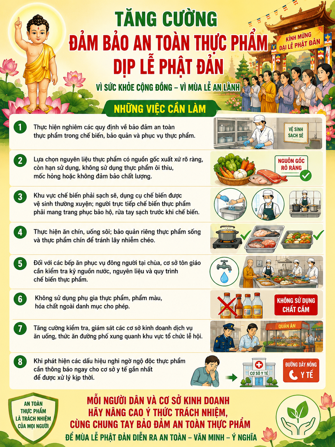 ĐẢM BẢO AN TOÀN THỰC PHẨM NHÂN DỊP LỄ PHẬT ĐẢN