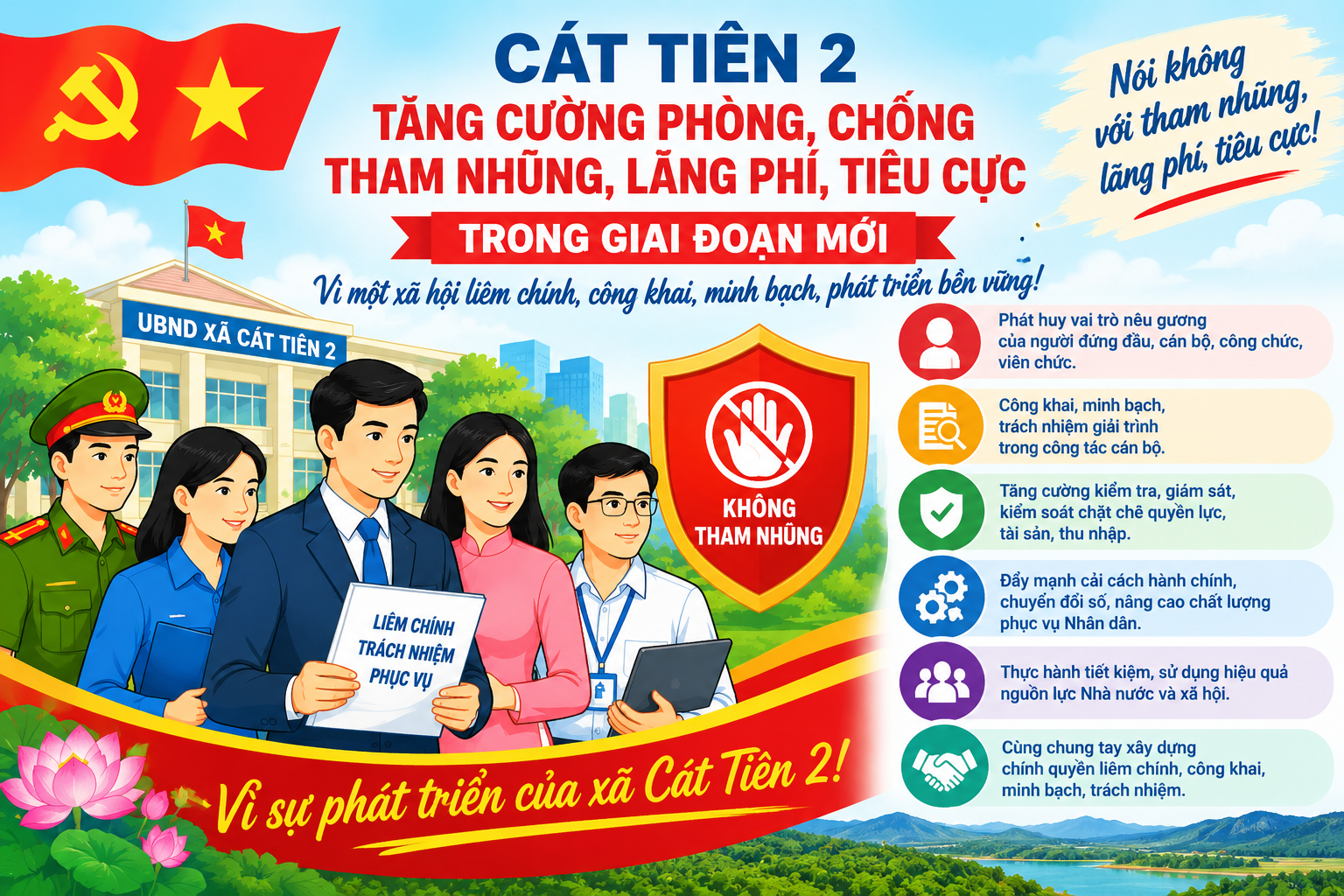 CÁT TIÊN 2 TĂNG CƯỜNG PHÒNG, CHỐNG THAM NHŨNG, LÃNG PHÍ, TIÊU CỰC TRONG GIAI ĐOẠN MỚI