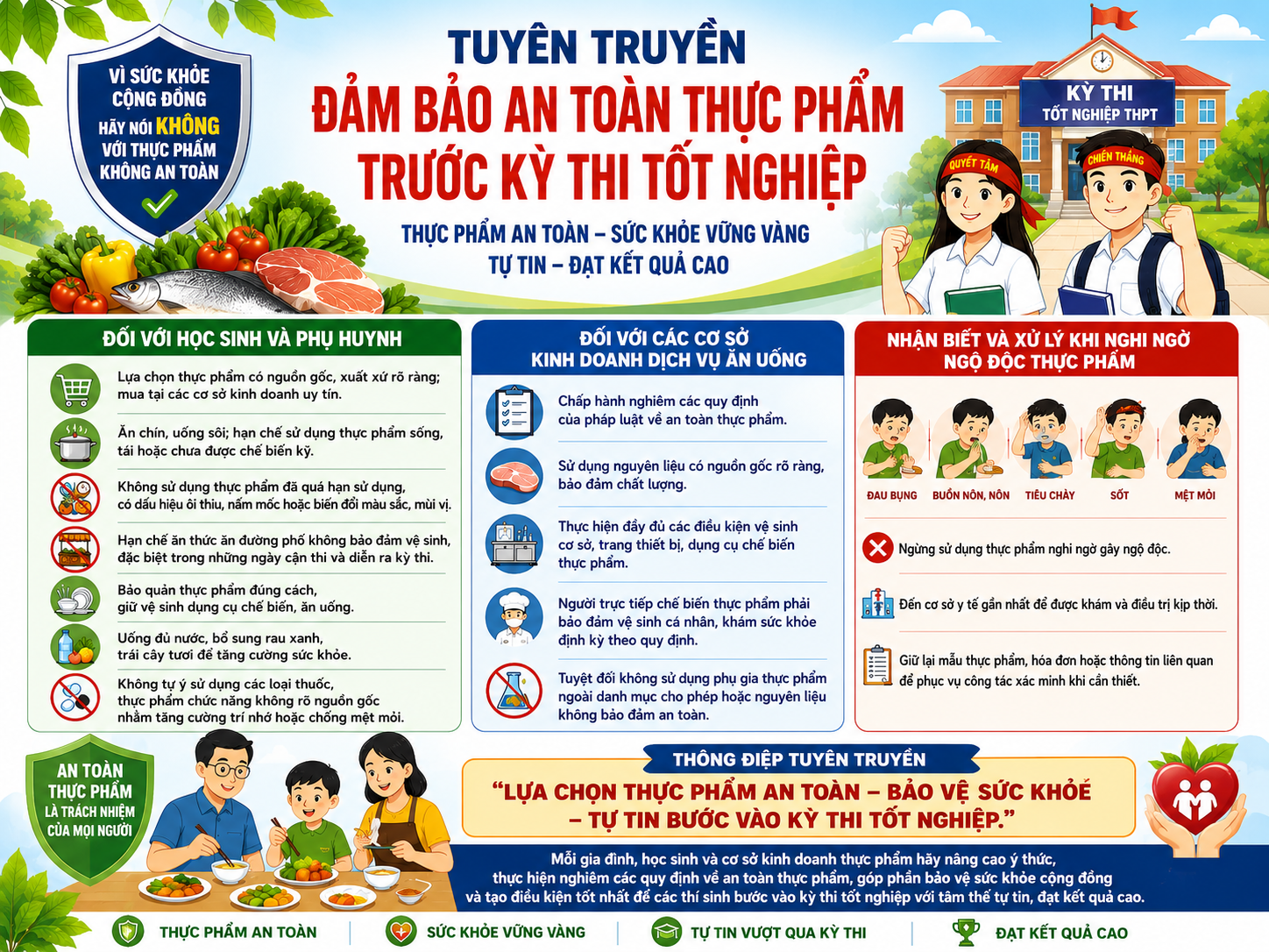 TUYÊN TRUYỀN ĐẢM BẢO AN TOÀN THỰC PHẨM TRƯỚC KỲ THI TỐT NGHIỆP