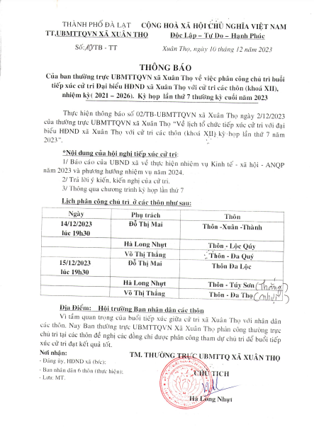 Tổ chức tiếp xúc cử tri của đại biểu HĐND xã Xuân Thọ với cử tri trên địa bàn xã