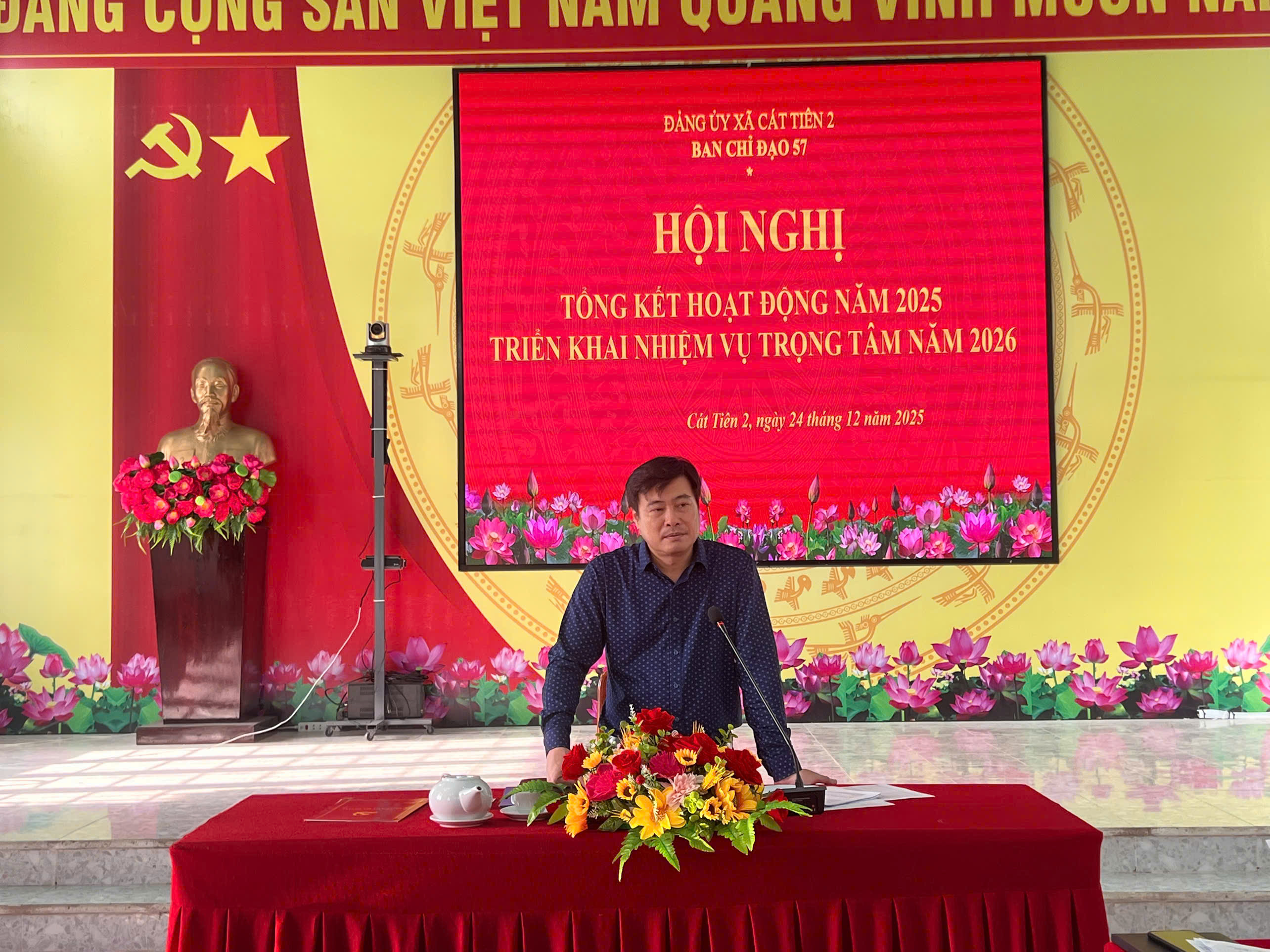 BAN CHỈ ĐẠO 57 ĐẢNG ỦY XÃ CÁT TIÊN 2 TỔ CHỨC HỘI NGHỊ TỔNG KẾT NĂM 2025, TRIỂN KHAI NHIỆM VỤ TRỌNG TÂM NĂM 2026