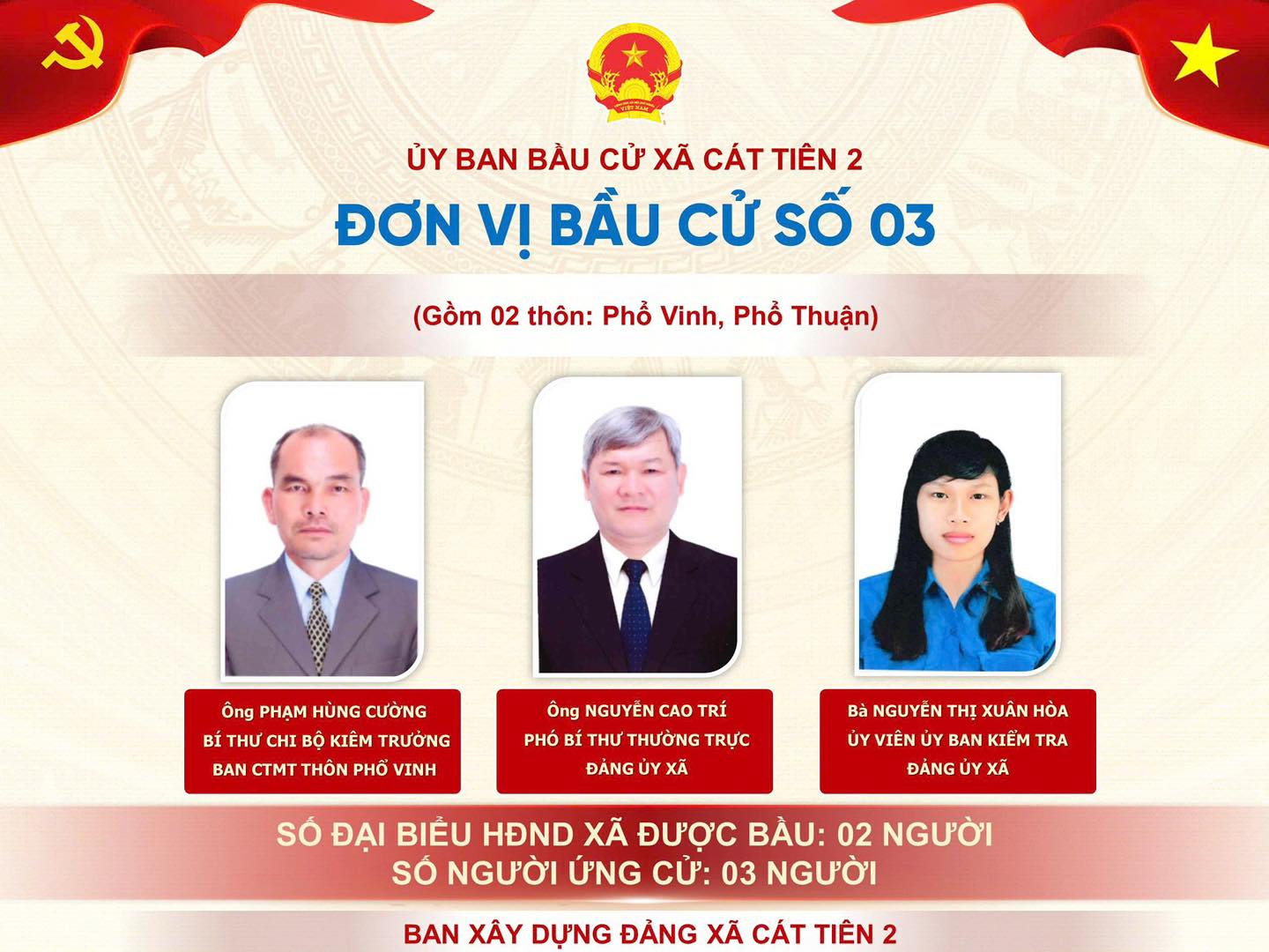 DANH SÁCH NHỮNG NGƯỜI ỨNG CỬ ĐẠI BIỂU HĐND XÃ CÁT TIÊN 2 KHÓA II, NHIỆM KỲ 2026-2031. ĐƠN VỊ BẦU CỬ SỐ 03