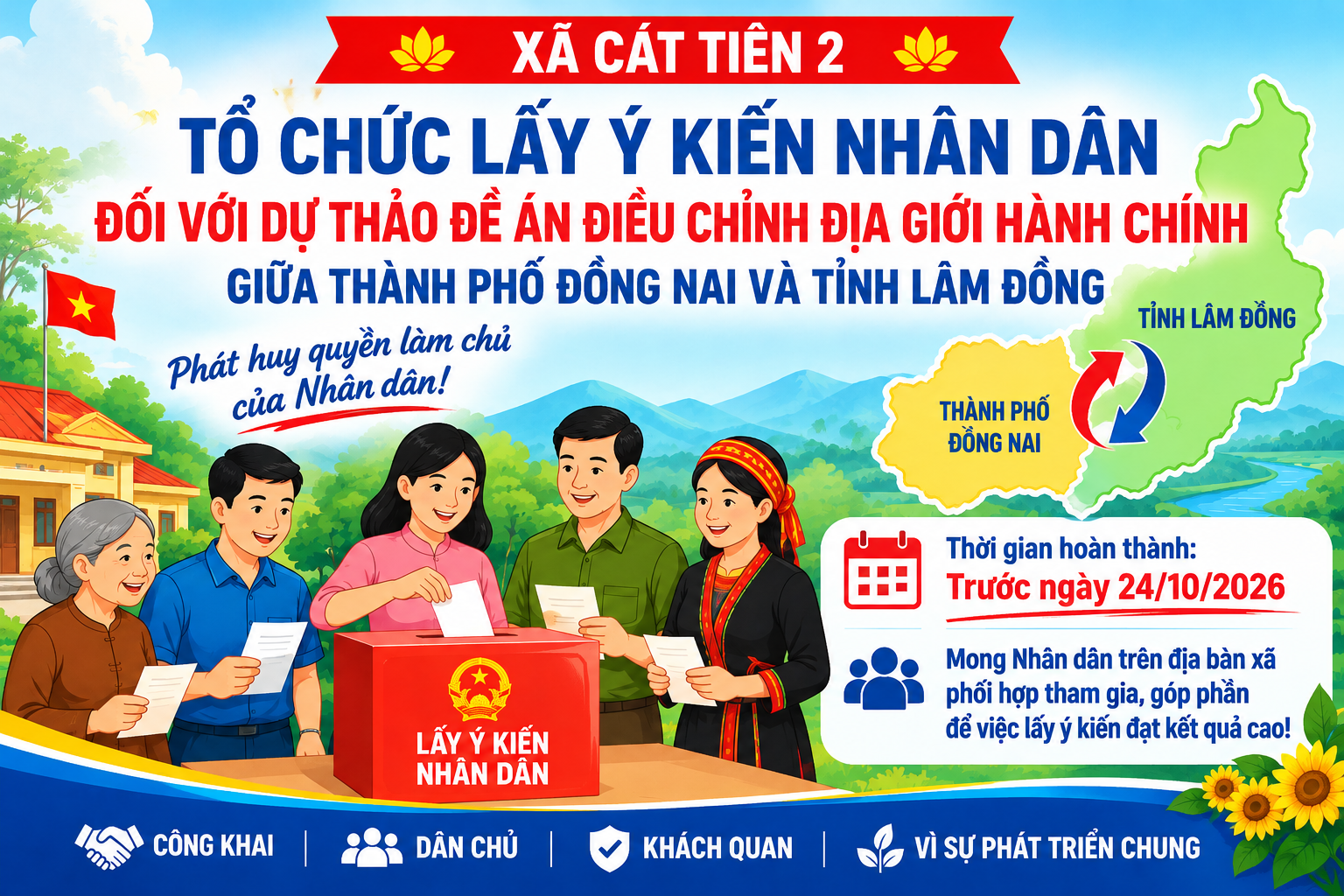 TỔ CHỨC LẤY Ý KIẾN NHÂN DÂN VỀ DỰ THẢO ĐỀ ÁN ĐIỀU CHỈNH ĐỊA GIỚI HÀNH CHÍNH GIỮA THÀNH PHỐ ĐỒNG NAI VÀ TỈNH LÂM ĐỒNG