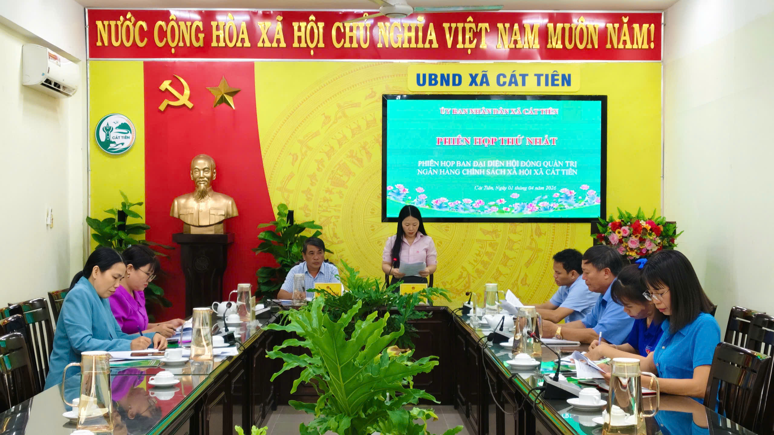 HỘI NGHỊ ĐÁNH GIÁ KẾT QUẢ HOẠT ĐỘNG CỦA NGUỒN VỐN TÍN DỤNG CHÍNH SÁCH TRONG QUÝ 1/2026 TẠI XÃ CÁT TIÊN 
