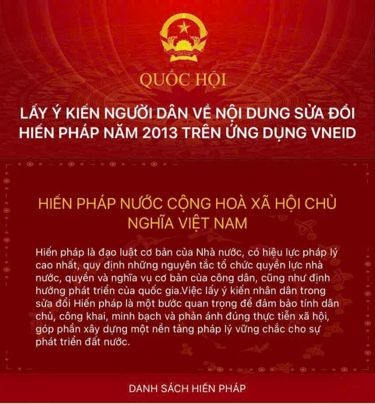 Hướng dẫn chi tiết cách góp ý sửa đổi Hiến pháp trên VNeID