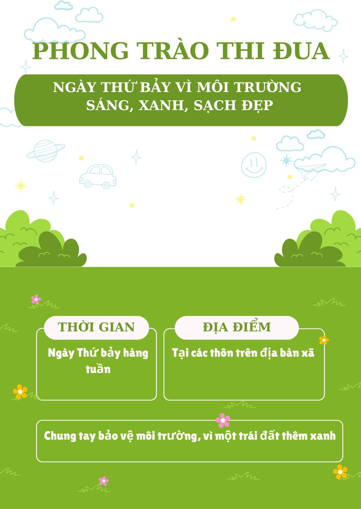 XÃ CÁT TIÊN 2: TRIỂN KHAI PHÁT ĐỘNG THI ĐUA “NGÀY THỨ BẢY VÌ MÔI TRƯỜNG SÁNG, XANH, SẠCH, ĐẸP”