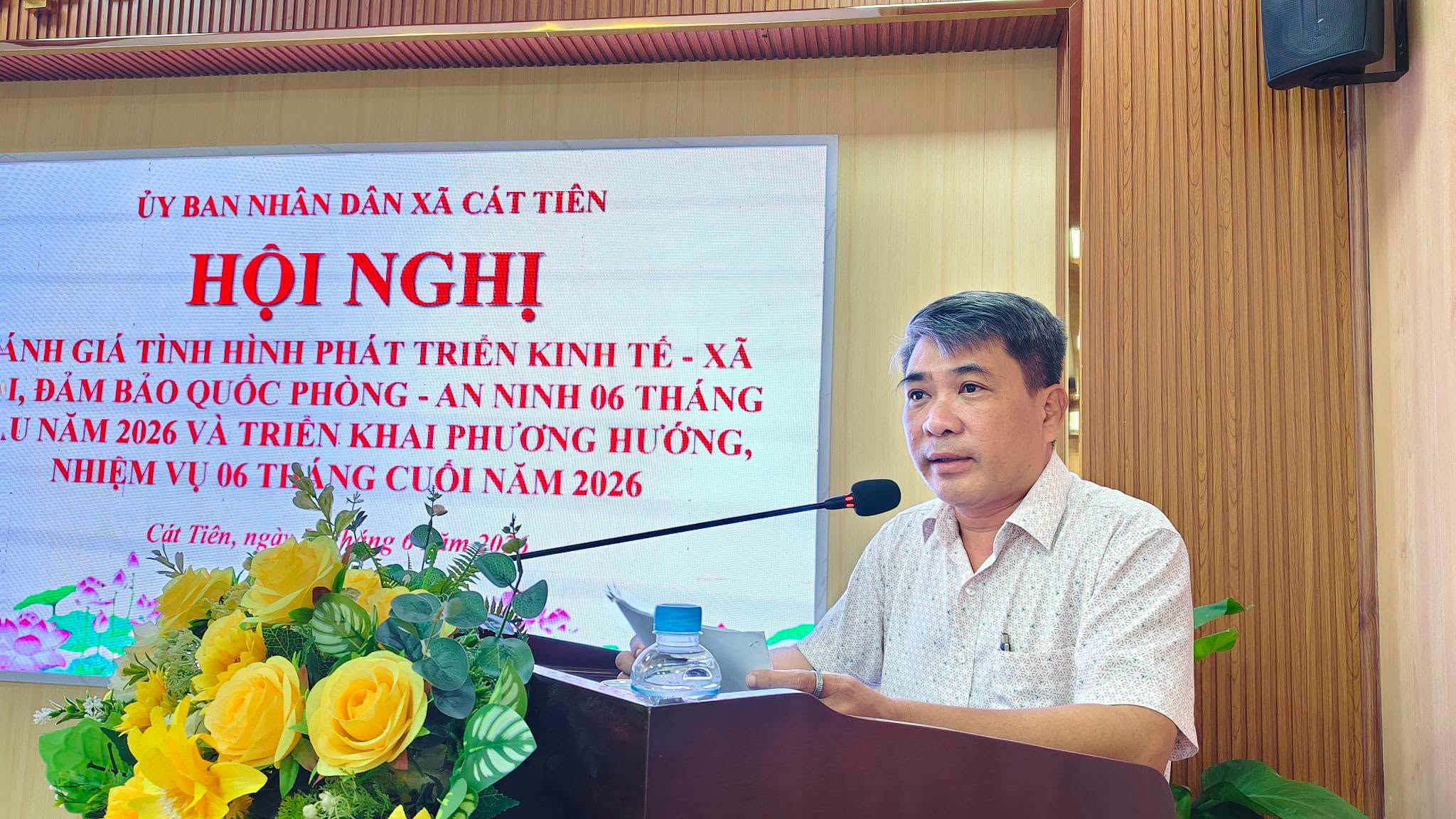 UBND XÃ CÁT TIÊN TỔ CHỨC HỘI NGHỊ ĐÁNH GIÁ TÌNH HÌNH PHÁT TRIỂN KINH TẾ - XÃ HỘI, BẢO ĐẢM QUỐC PHÒNG - AN NINH 6 THÁNG ĐẦU NĂM 2026