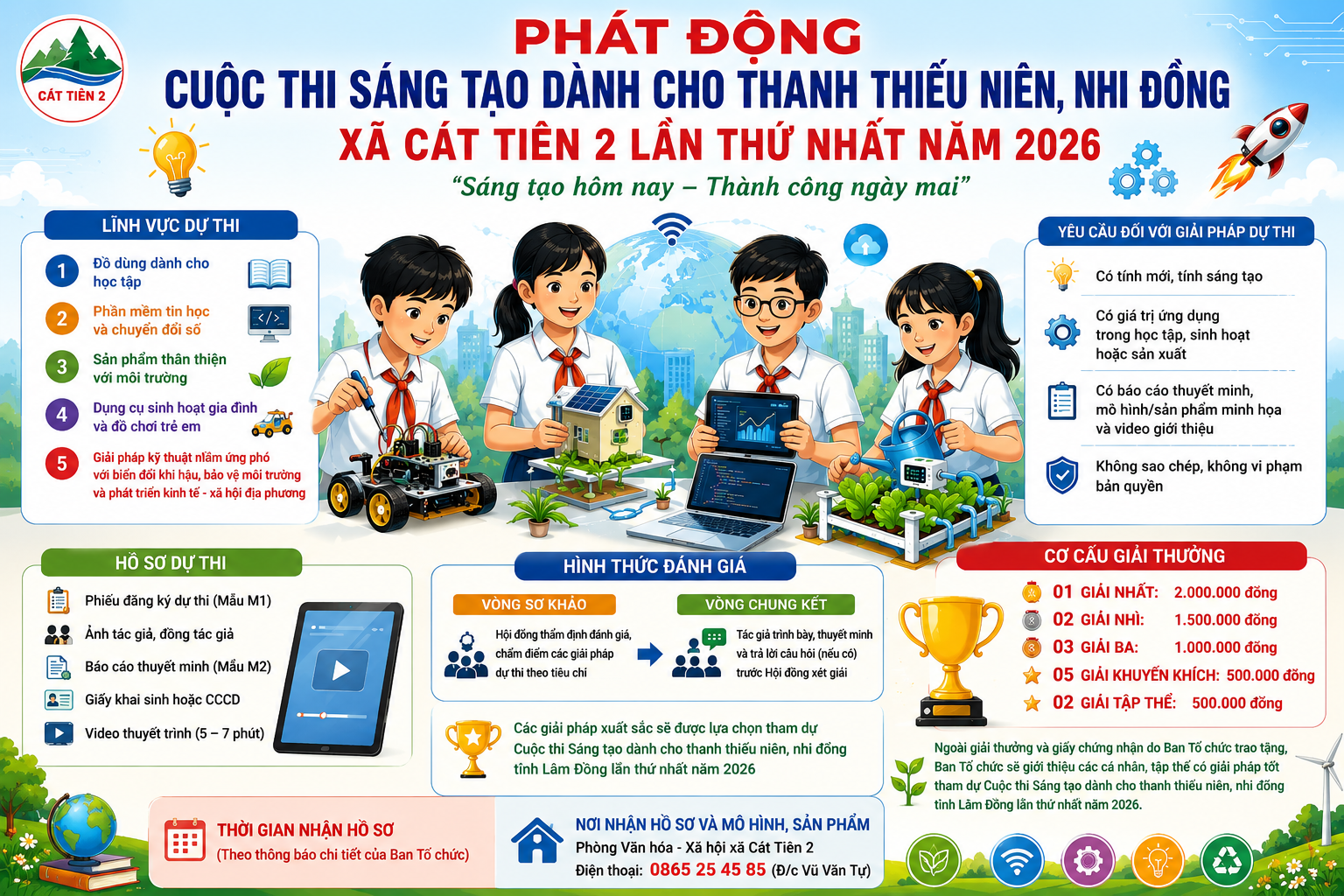 THAM GIA CUỘC THI SÁNG TẠO DÀNH CHO THANH THIẾU NIÊN, NHI ĐỒNG XÃ CÁT TIÊN 2 LẦN THỨ NHẤT NĂM 2026